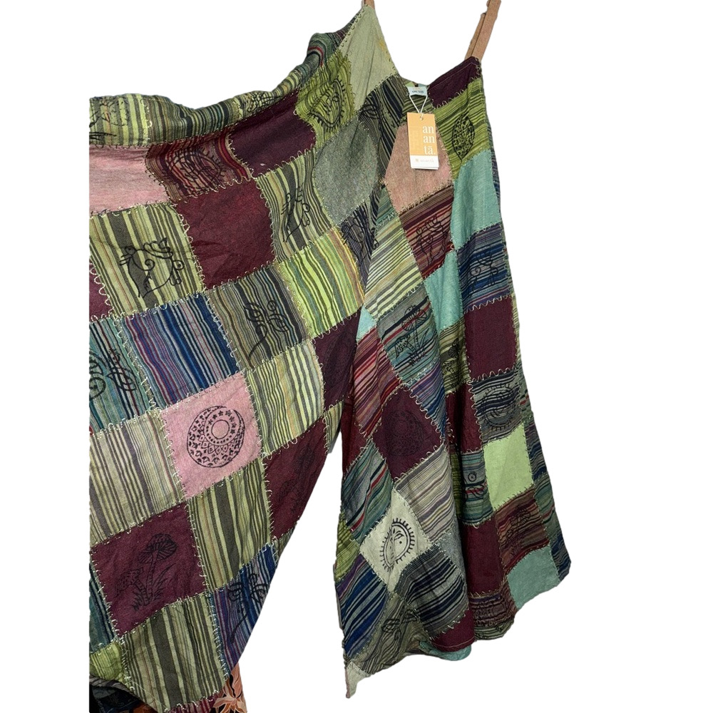 Kantha Boho Patchwork Jumpsuit Overalls in Earthy Tones One Size - Picture 4 of 10